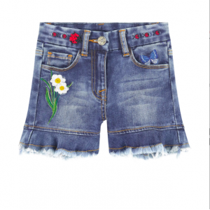Jeans shorts ricamo cuori Monnalisa Bambina Abbigliamento Pantaloni e jeans Pantaloni Leggings & Treggings 